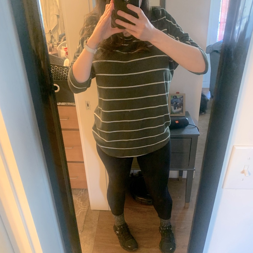 41Hawthorn Size L Green and White Striped Sweater